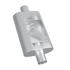 Floshine muffler installed under car demonstrating low profile clearance