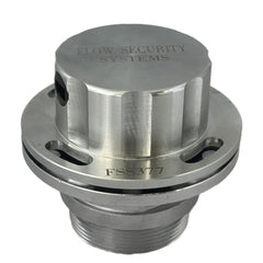 Flow Security Systems front view of locking fuel cap showing secure design and durability