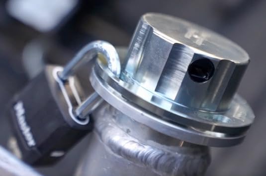 Flow Security Systems stainless steel retaining chain detail for convenient cap retention