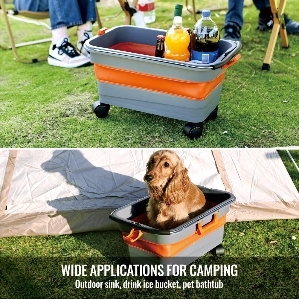 Flowmangol in camping setup serving as portable sink and drink station