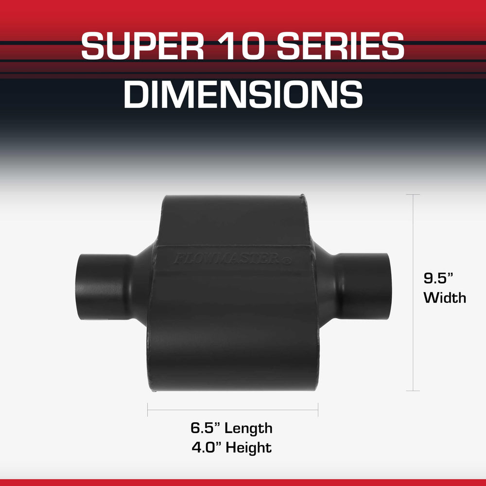 Flowmaster Super 10 on muscle car rear showing aggressive exhaust sound and presence benefit
