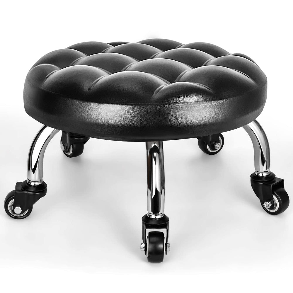 FLOLXNB front view of low rolling stool showing compact profile and comfort