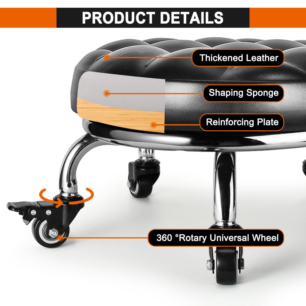 FLOLXNB stool stored under workbench saving space and staying accessible
