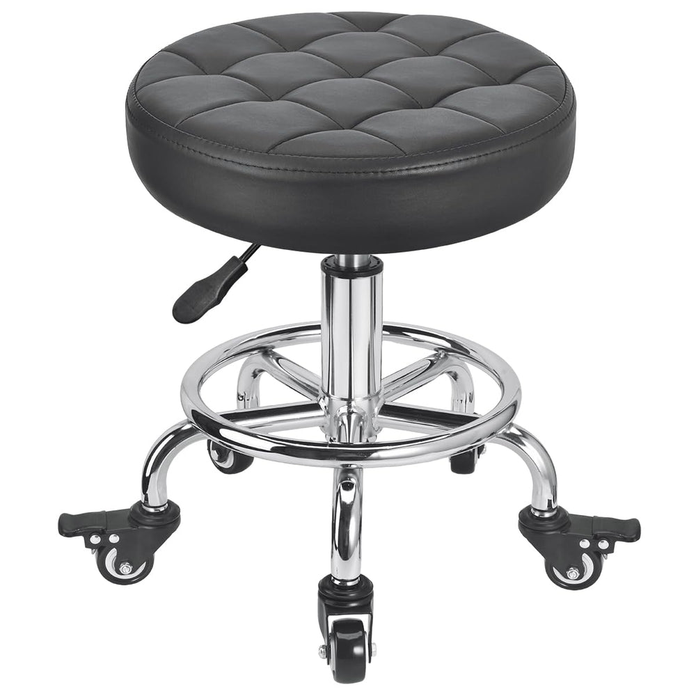 FLOLXNB front view of low roller stool shows compact mobile seating benefit