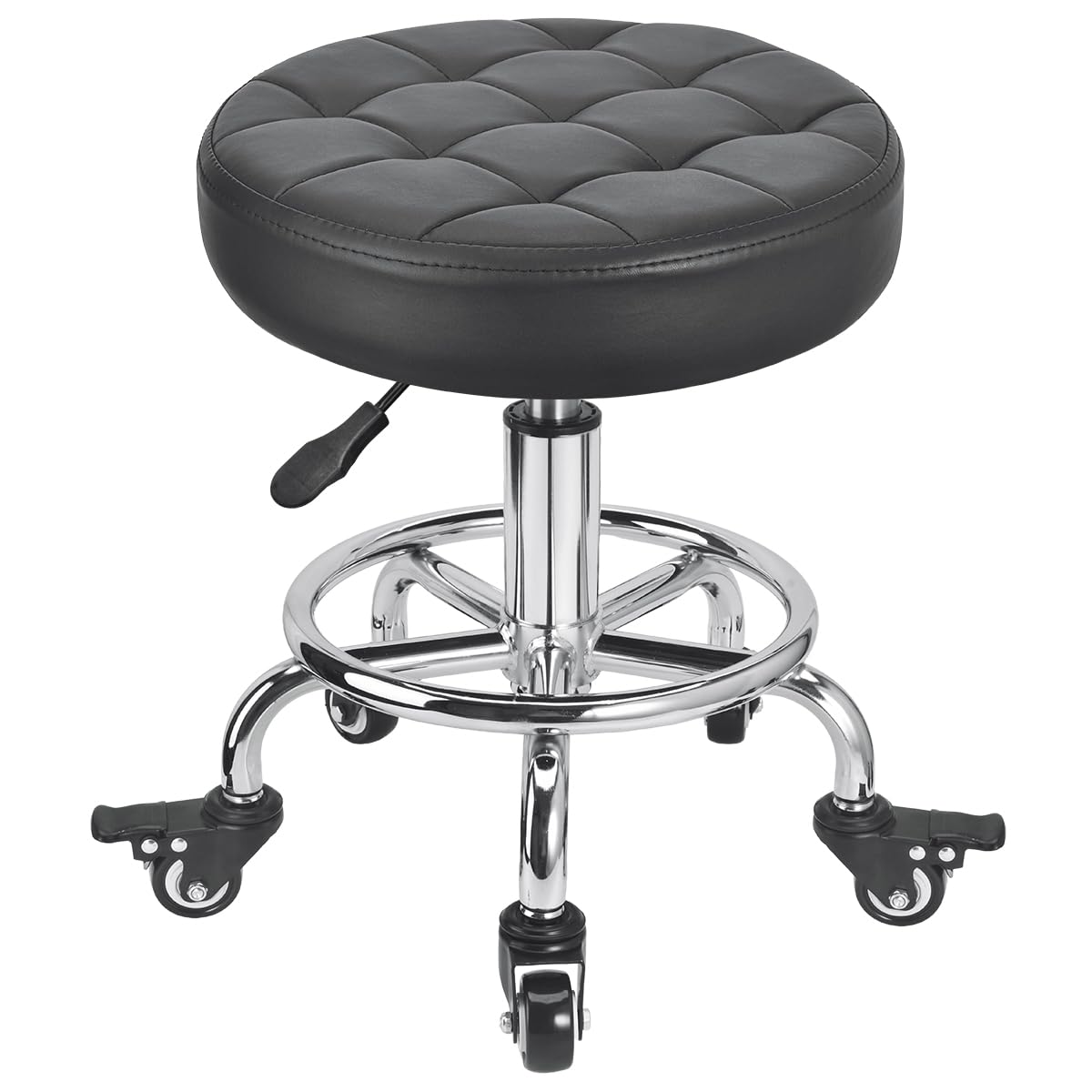FLOLXNB front view of low roller stool shows compact mobile seating benefit