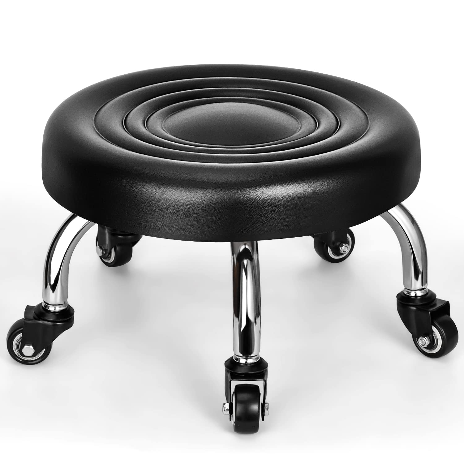 FLOLXNB front view of low rolling stool showing compact mobility and balance
