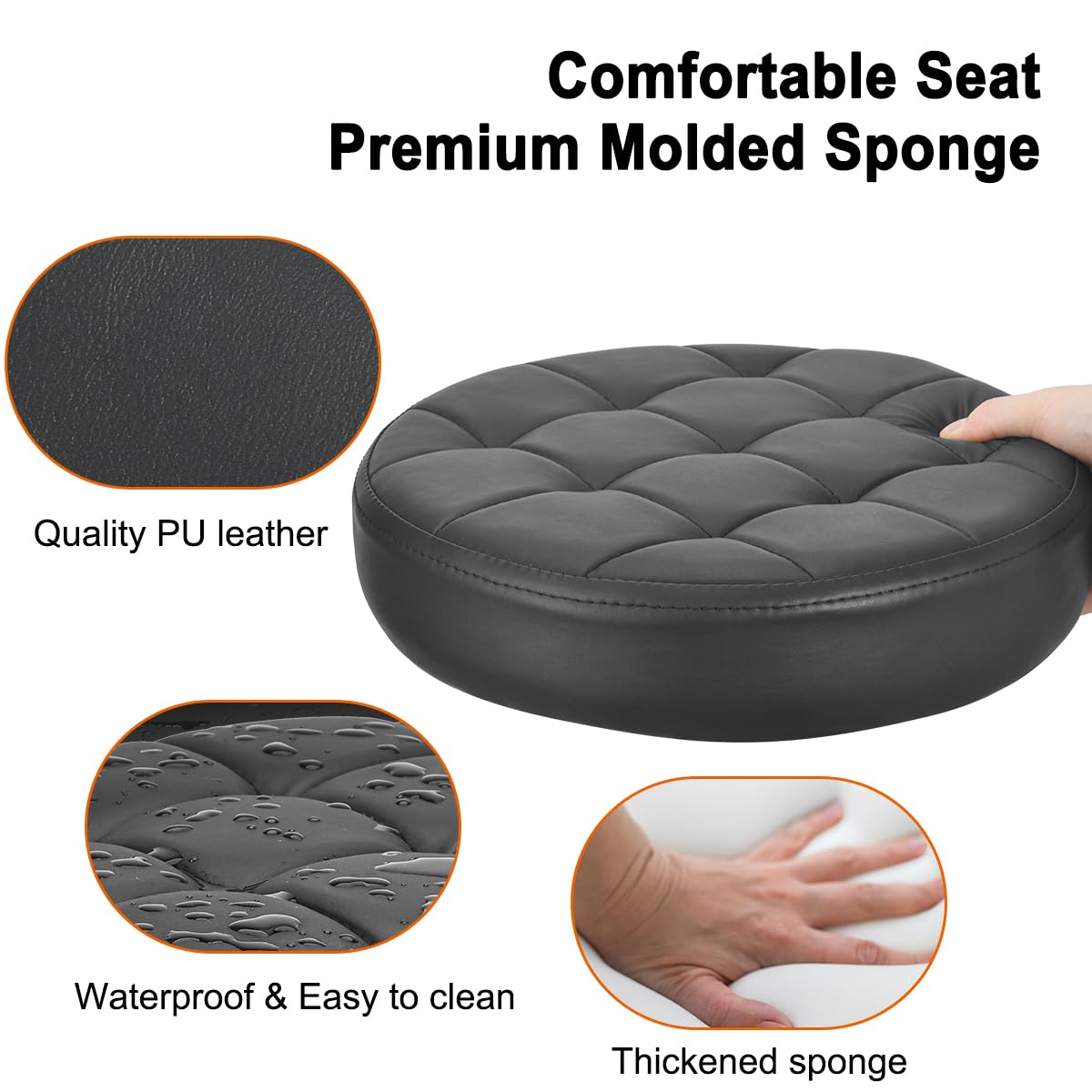 FLOLXNB close-up of thick PU leather cushion for comfortable support