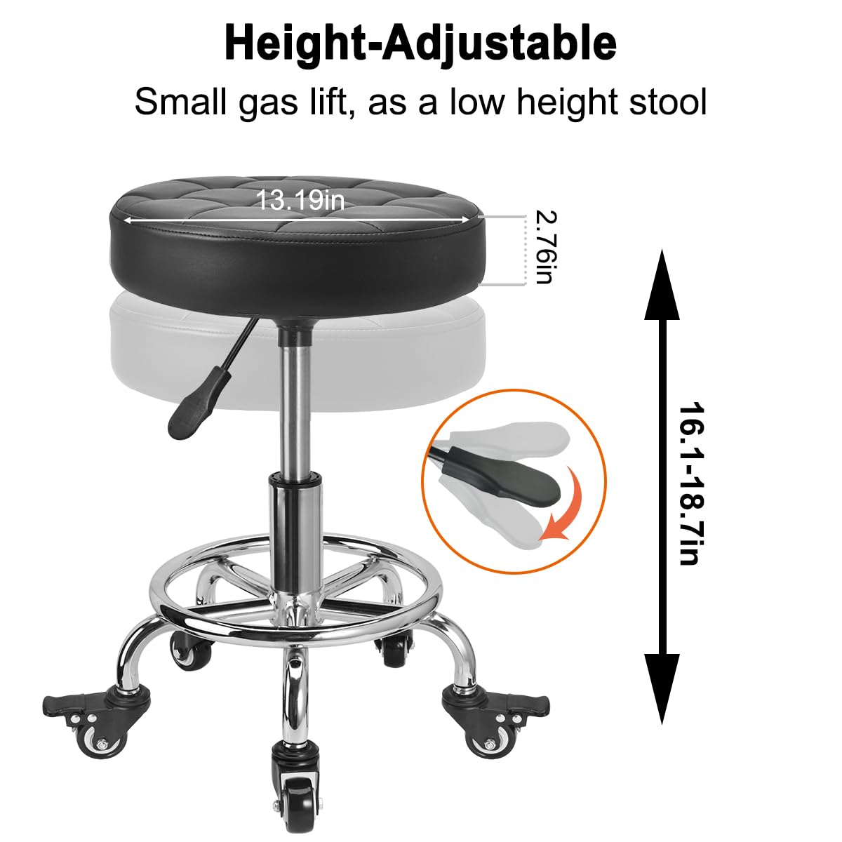 FLOLXNB rubber caster and brake detail for floor protection and control