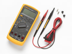 Fluke 88V backlit screen close-up, bright display improves reading in dark bays