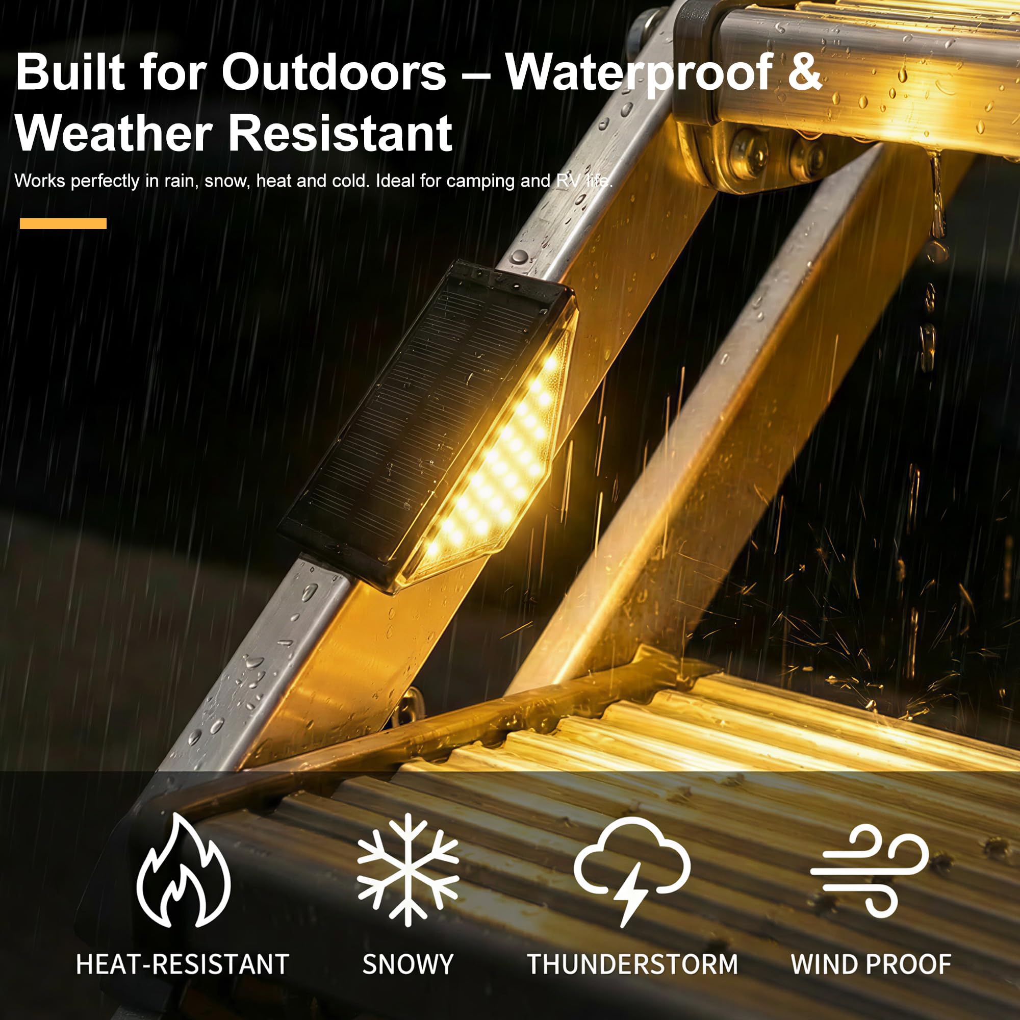 Flupuro mounted on RV step demonstrating weatherproof coverage and safer entry