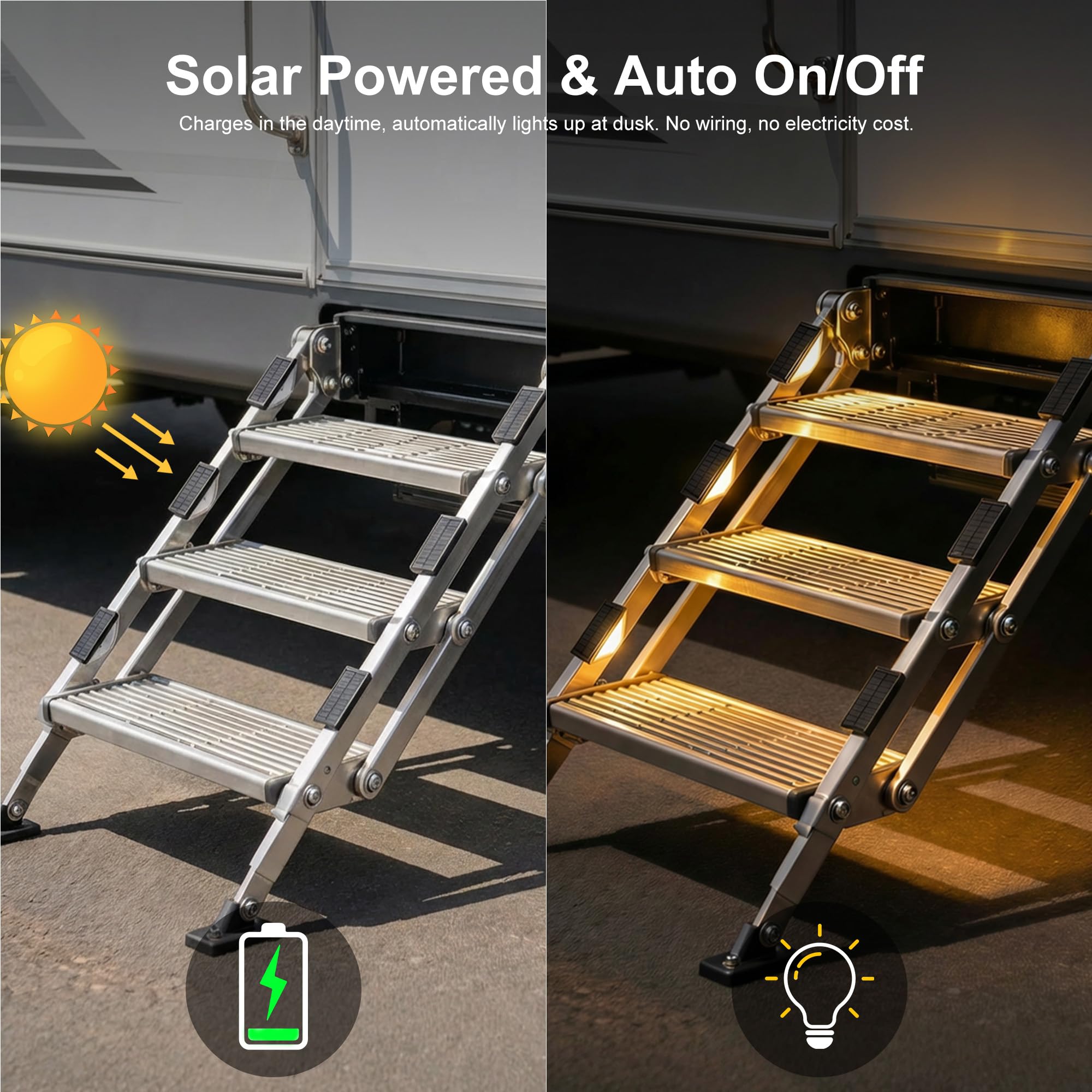 Flupuro solar panel top detail showing efficient charging for reliable dusk activation