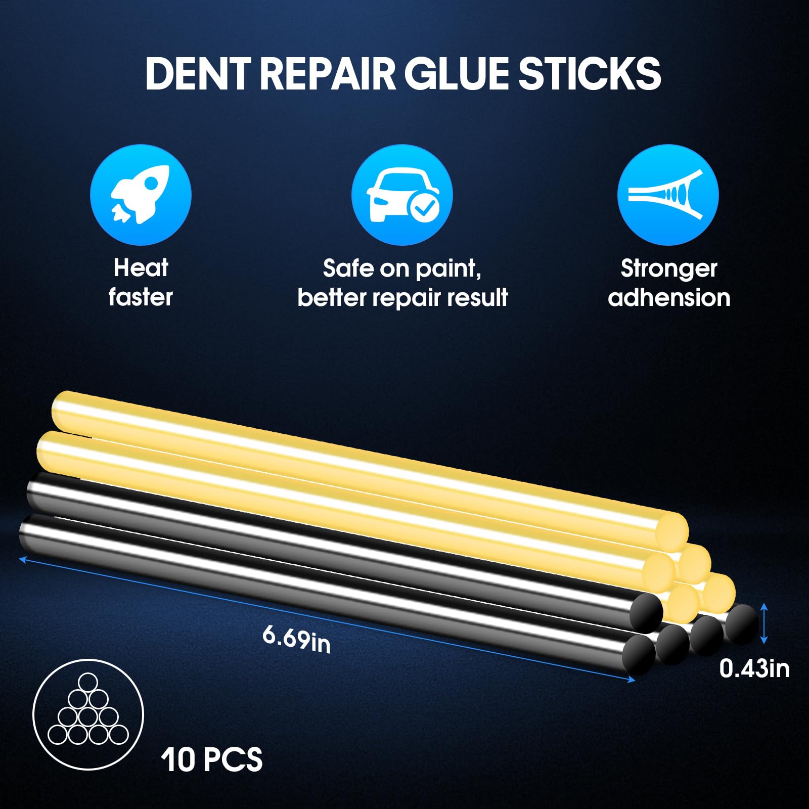 Fly5D glue tabs and suction cups array, versatile sizing for different dent profiles