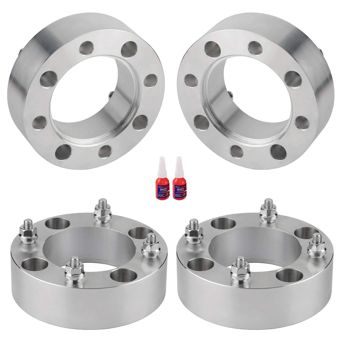 FLYCLE front view of four spacers showing complete kit and fitment benefit