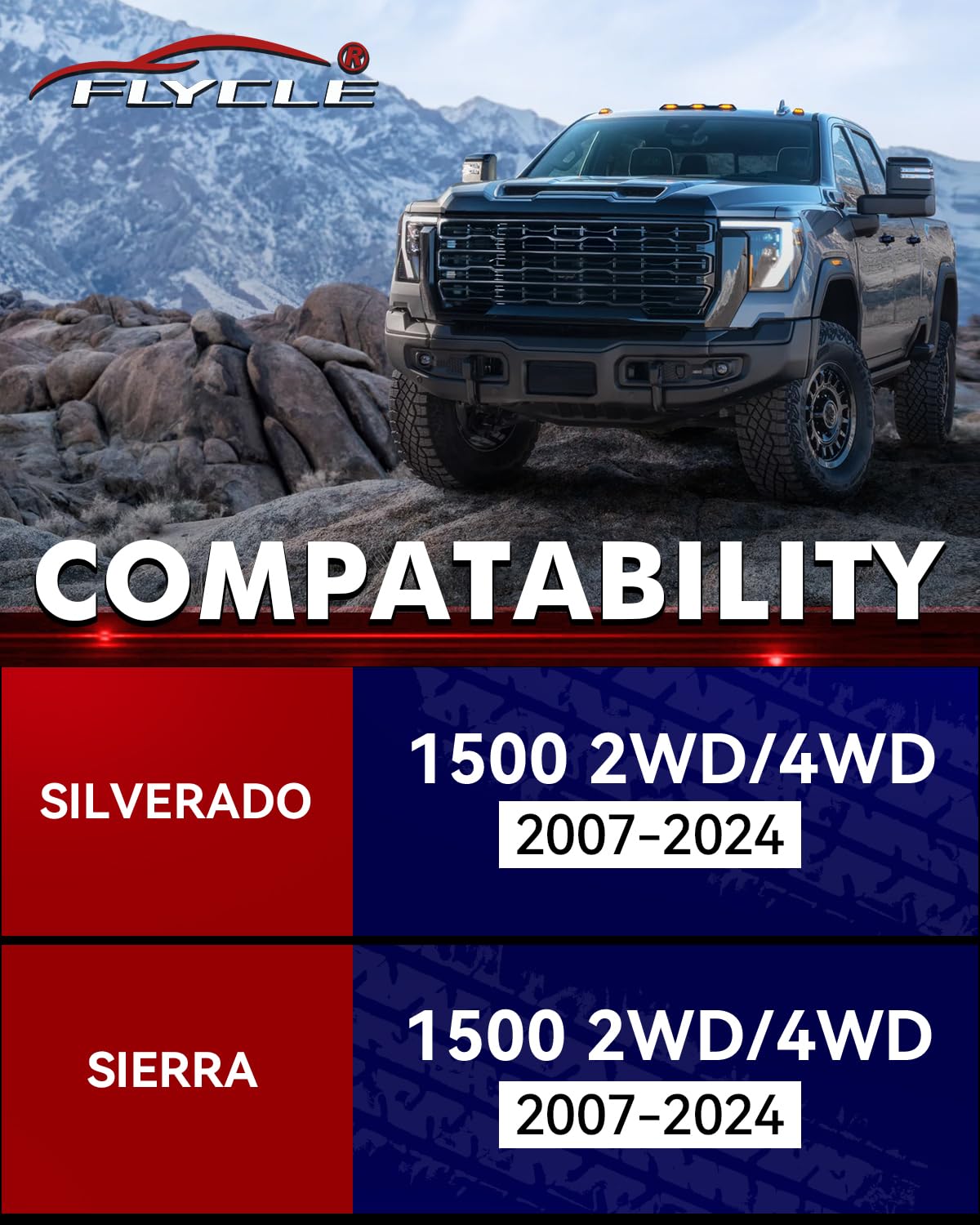 FLYCLE installed rear view on Sierra showing balanced level and clearance