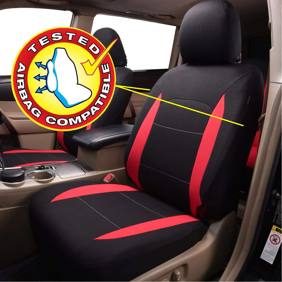 Flying Banner airbag compatibility seam allowing safe airbag deployment