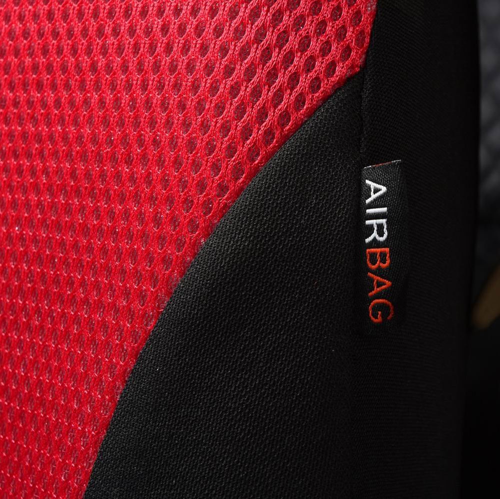 Flying Banner airbag seam closeup showing compatibility and safety alignment