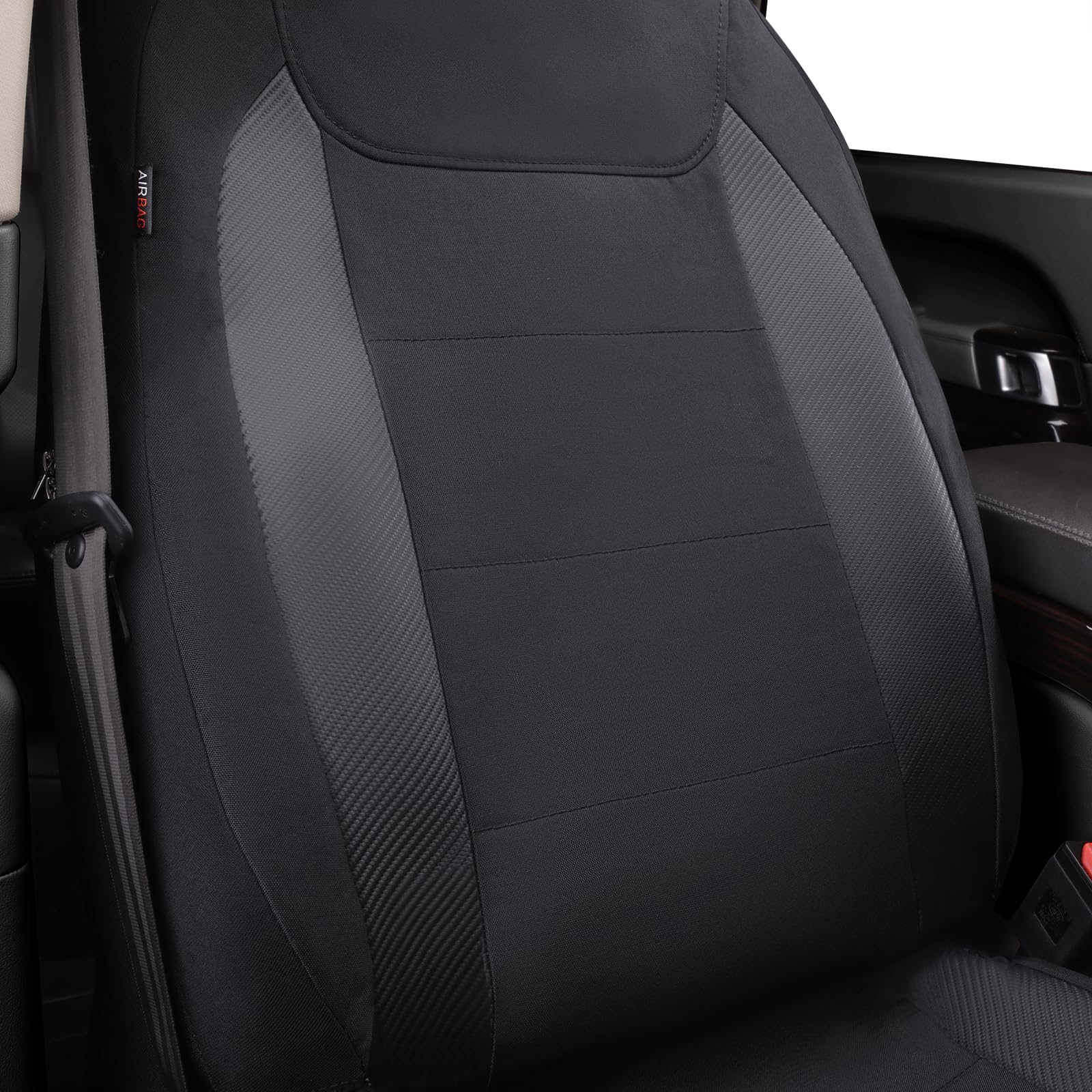 Flying Banner reinforced shoulder seatbelt slot preserving belt access and safety