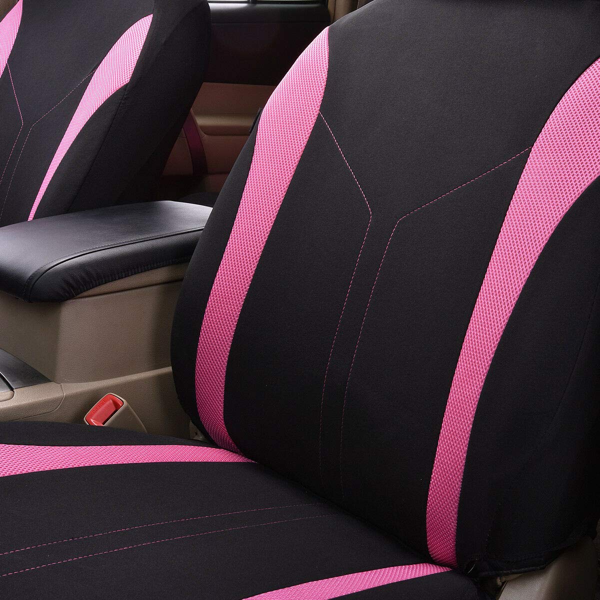 Flying Banner headrest stitching close-up showing quality construction