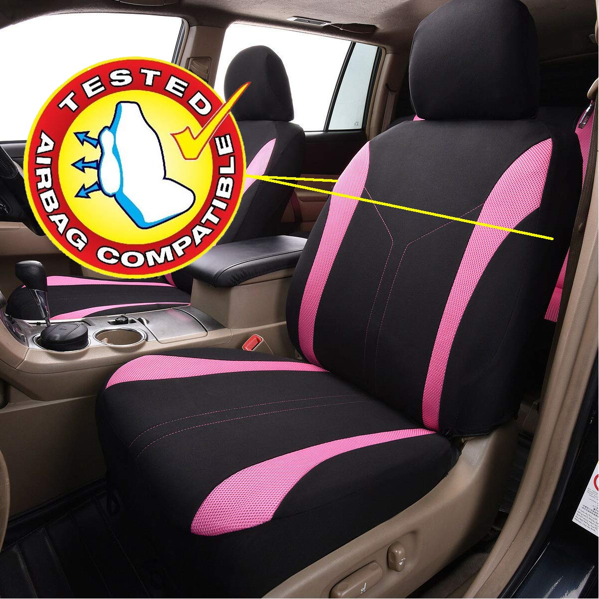 Flying Banner side profile showing snug seat fit and secure coverage