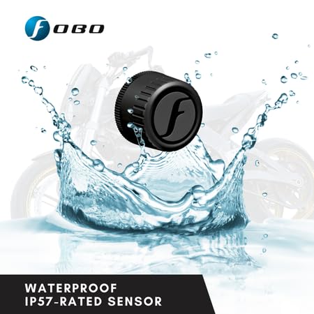 FOBO sensor installed on motorcycle valve stem demonstrating easy DIY fit