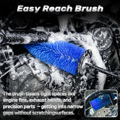 focopot chain brush close-up demonstrating firm bristles for removing oil and dirt