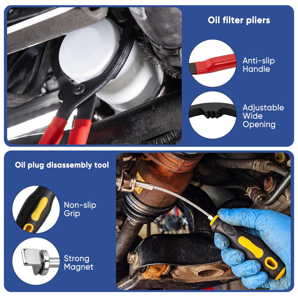 Foivieide magnetic drain tool holding a plug to prevent drops