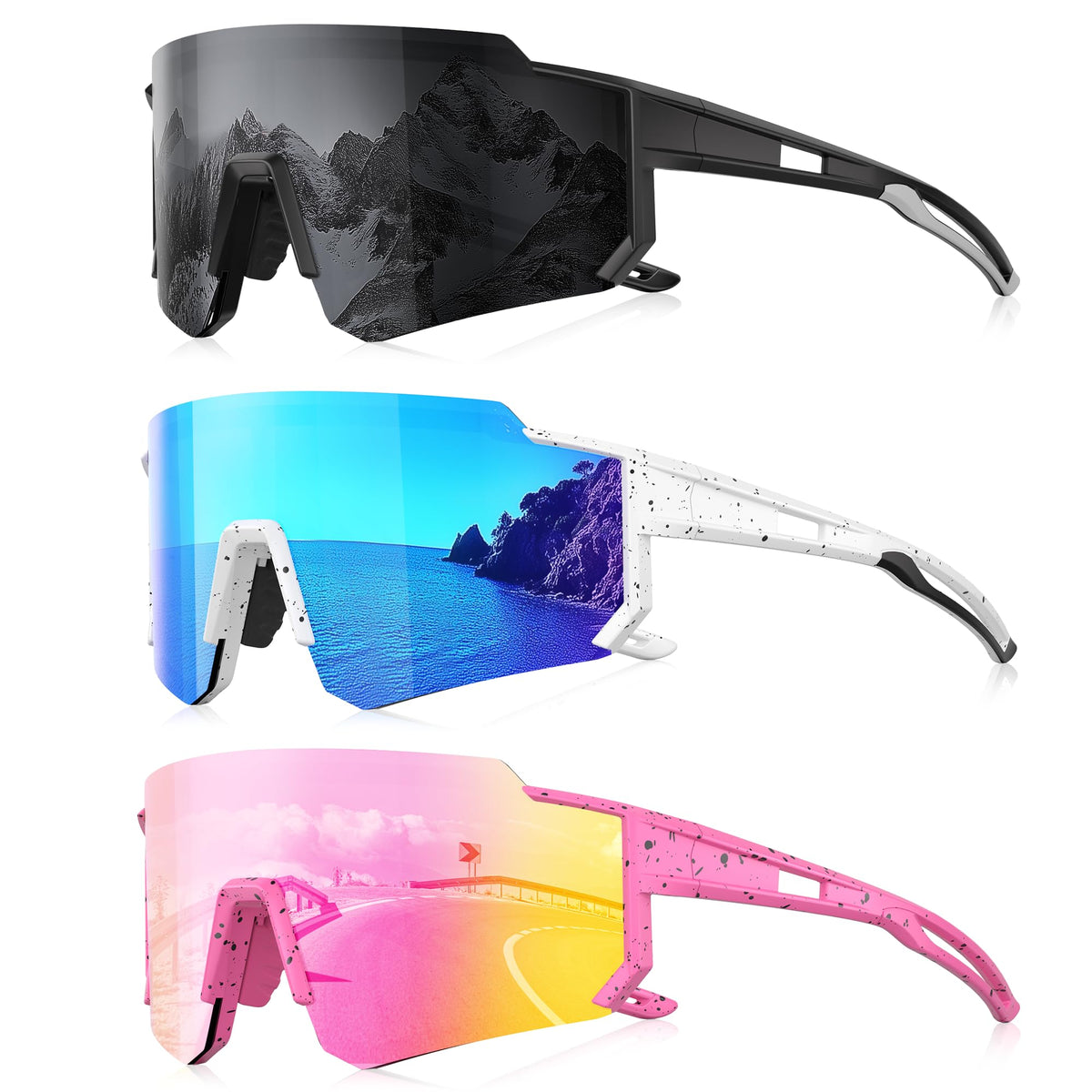 Foliful front view showing polarized lenses and sporty wraparound protection