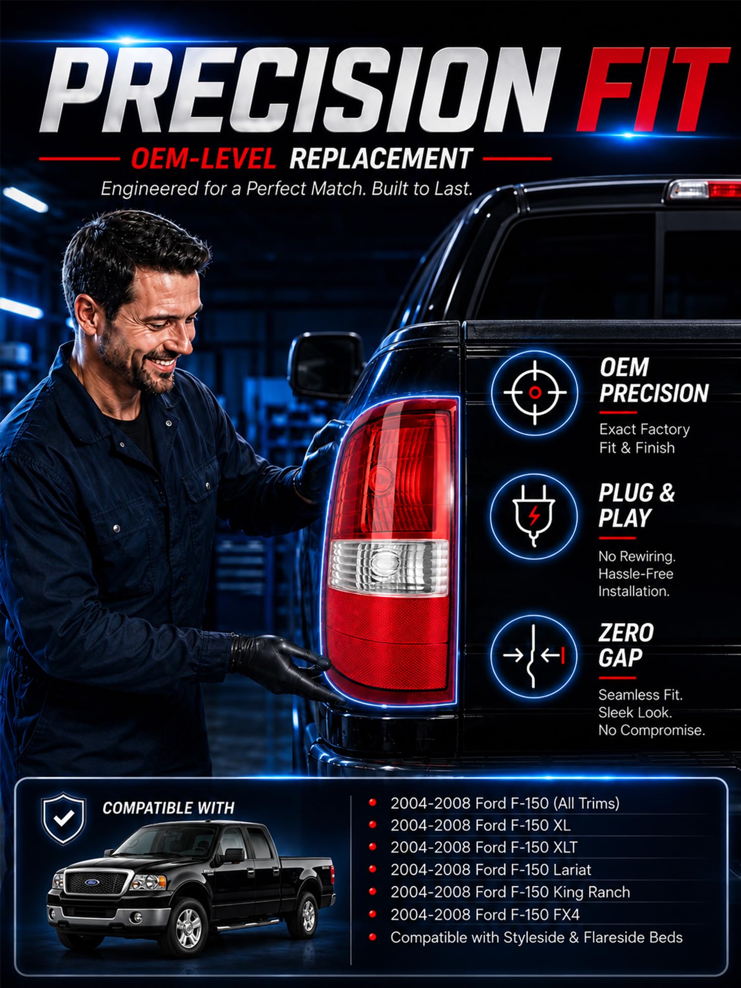 FOMIUZY night shot shows bright taillight visibility improving rear safety
