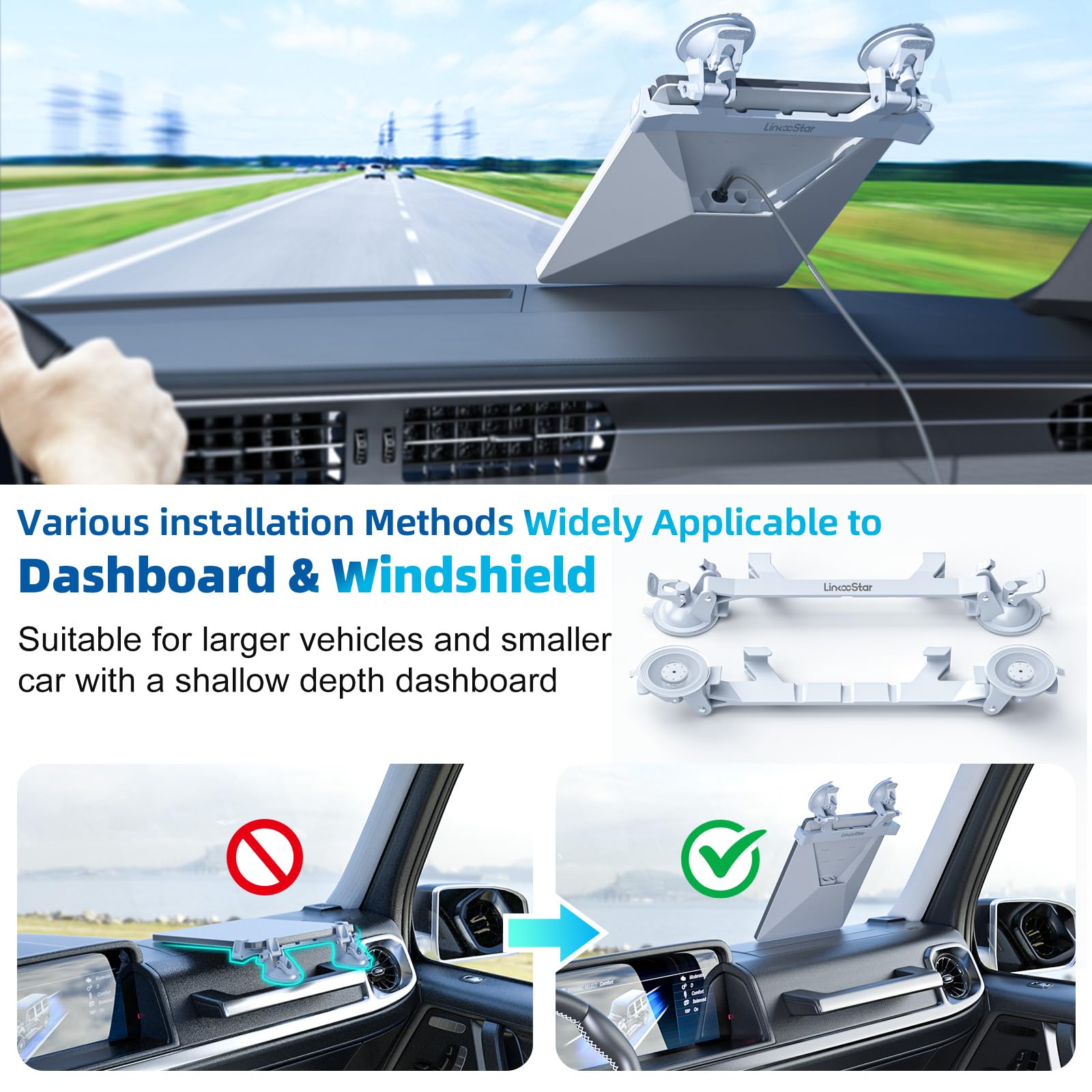 FONKEN dashboard installation showing clear sightline and steady connectivity