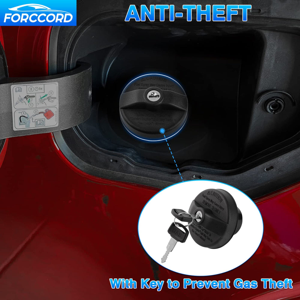 Forccord cap installed on Ford F-150 fuel neck demonstrating direct replacement
