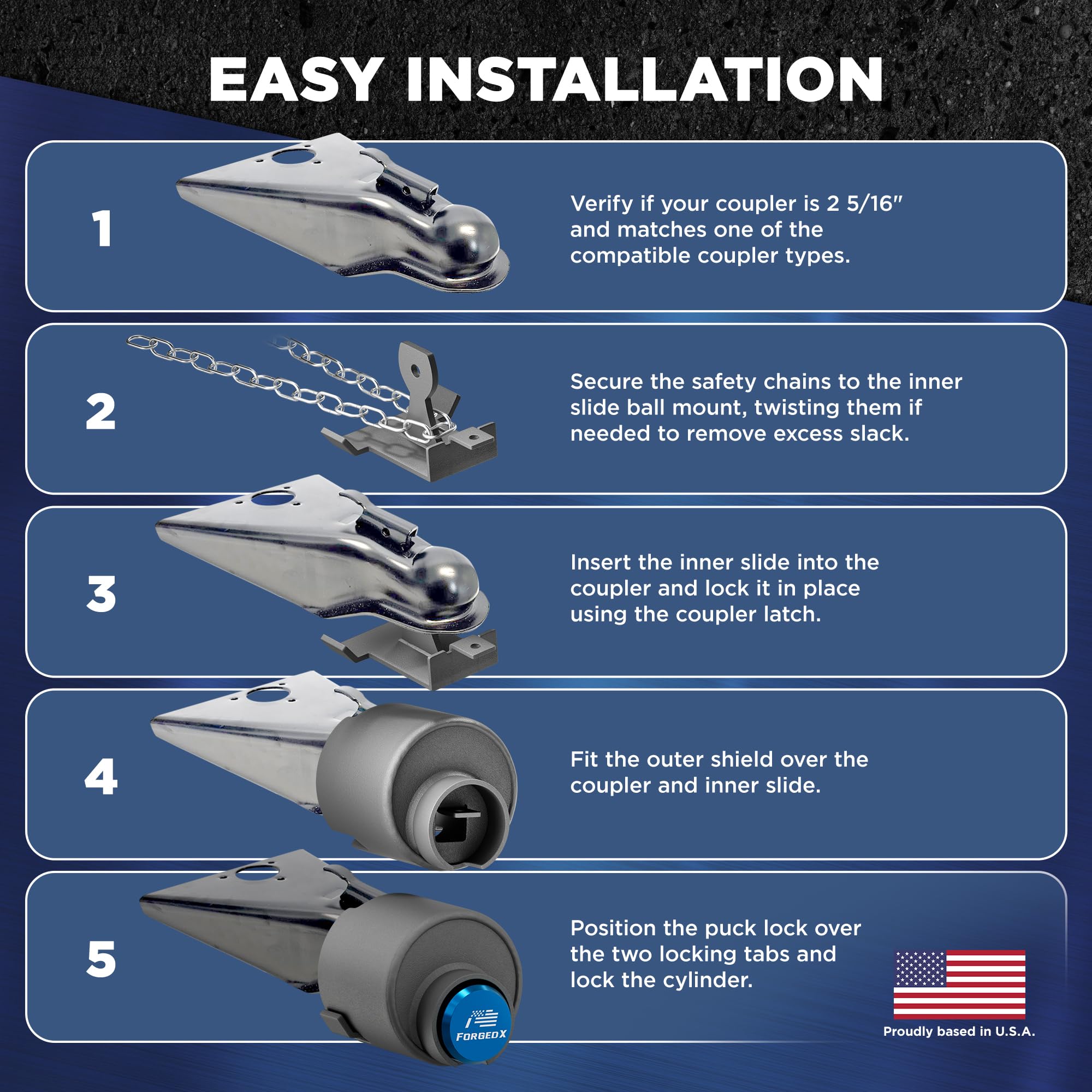 FORGEDX lock on boat trailer in marina lifestyle protecting equipment