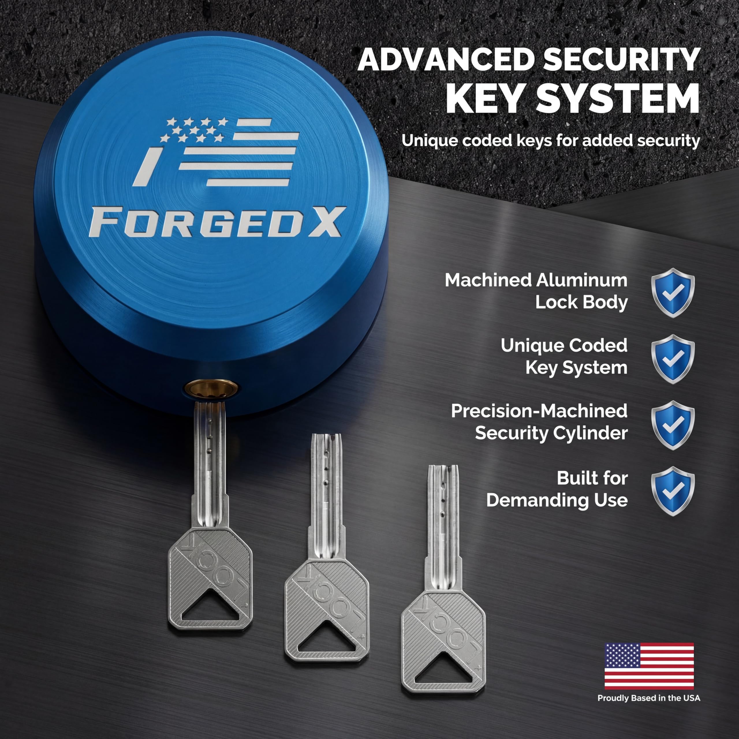 FORGEDX lock mounted on 2-5/16" coupler showing precise fit