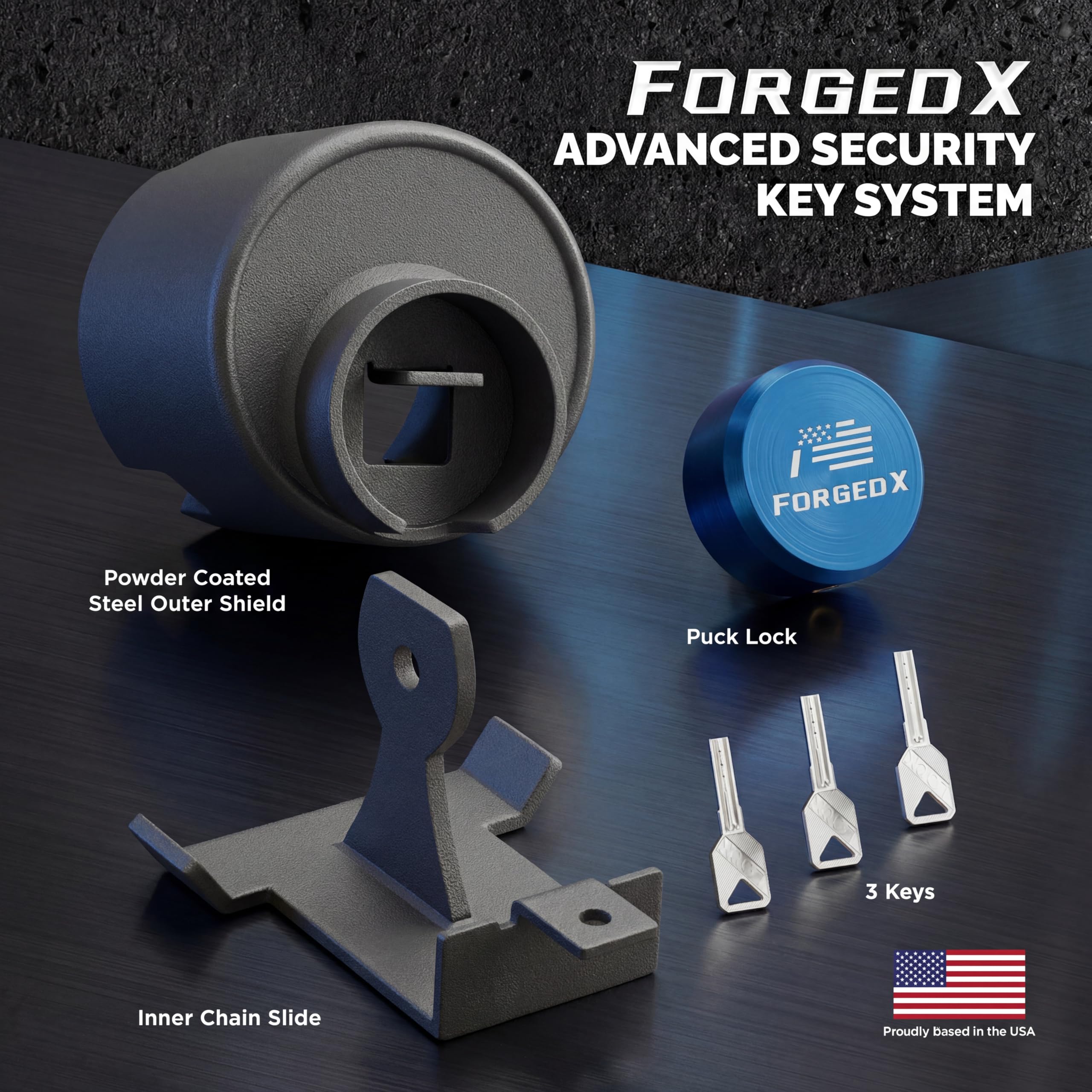 FORGEDX lock securing safety chains adding layered trailer protection