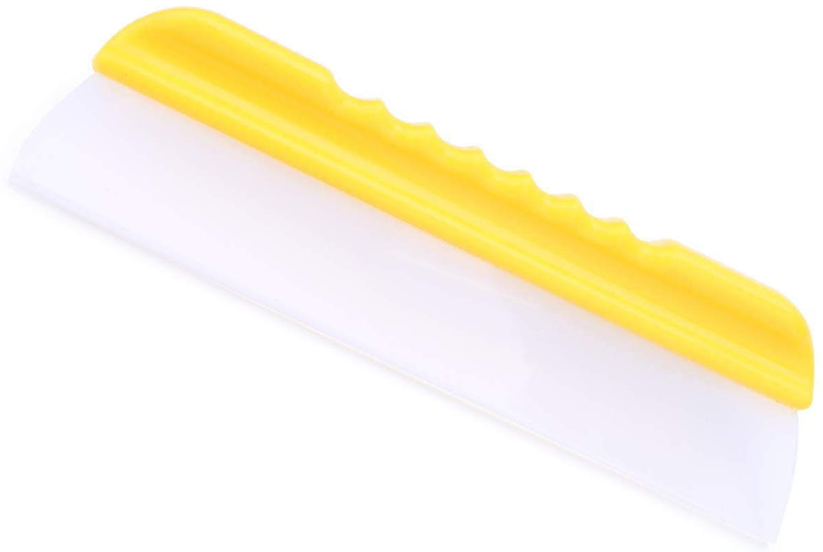 Forgrace front view of 12-inch yellow-handled squeegee showing T-bar design and size benefit