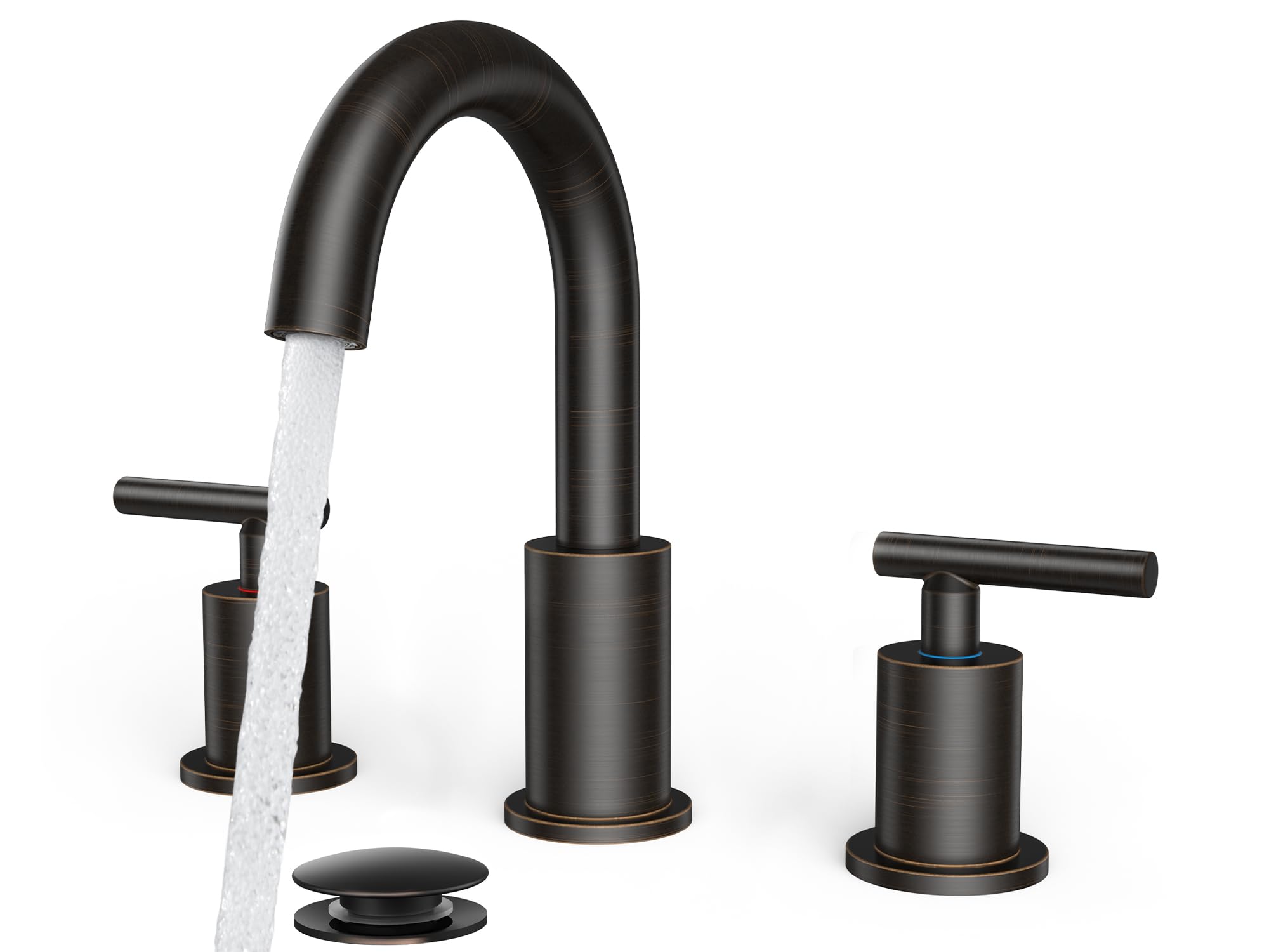 FORIOUS front view of oil rubbed bronze widespread faucet showing vintage styling and clear benefit