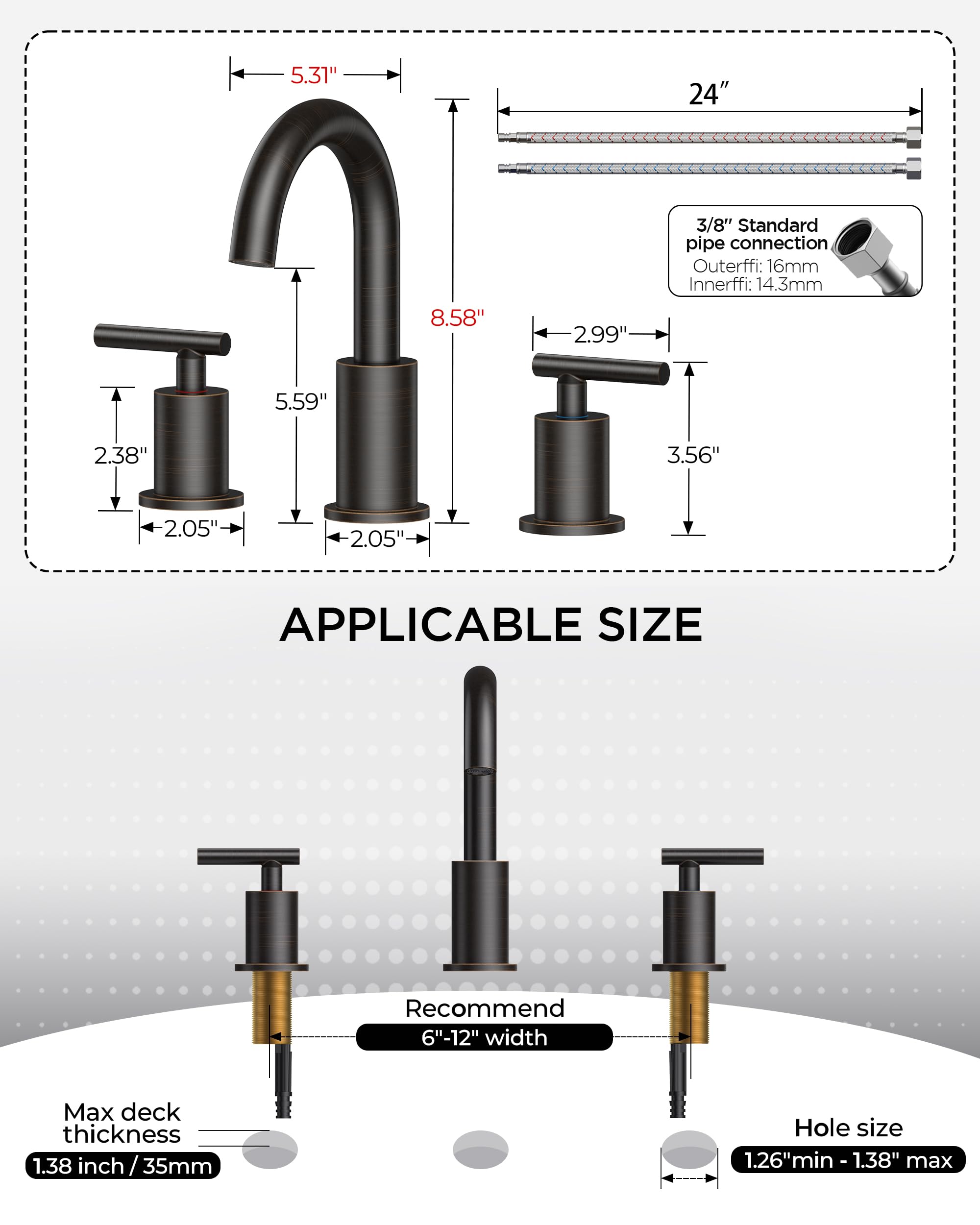 FORIOUS faucet next to ruler for scale comparison showing spout height and reach dimensions