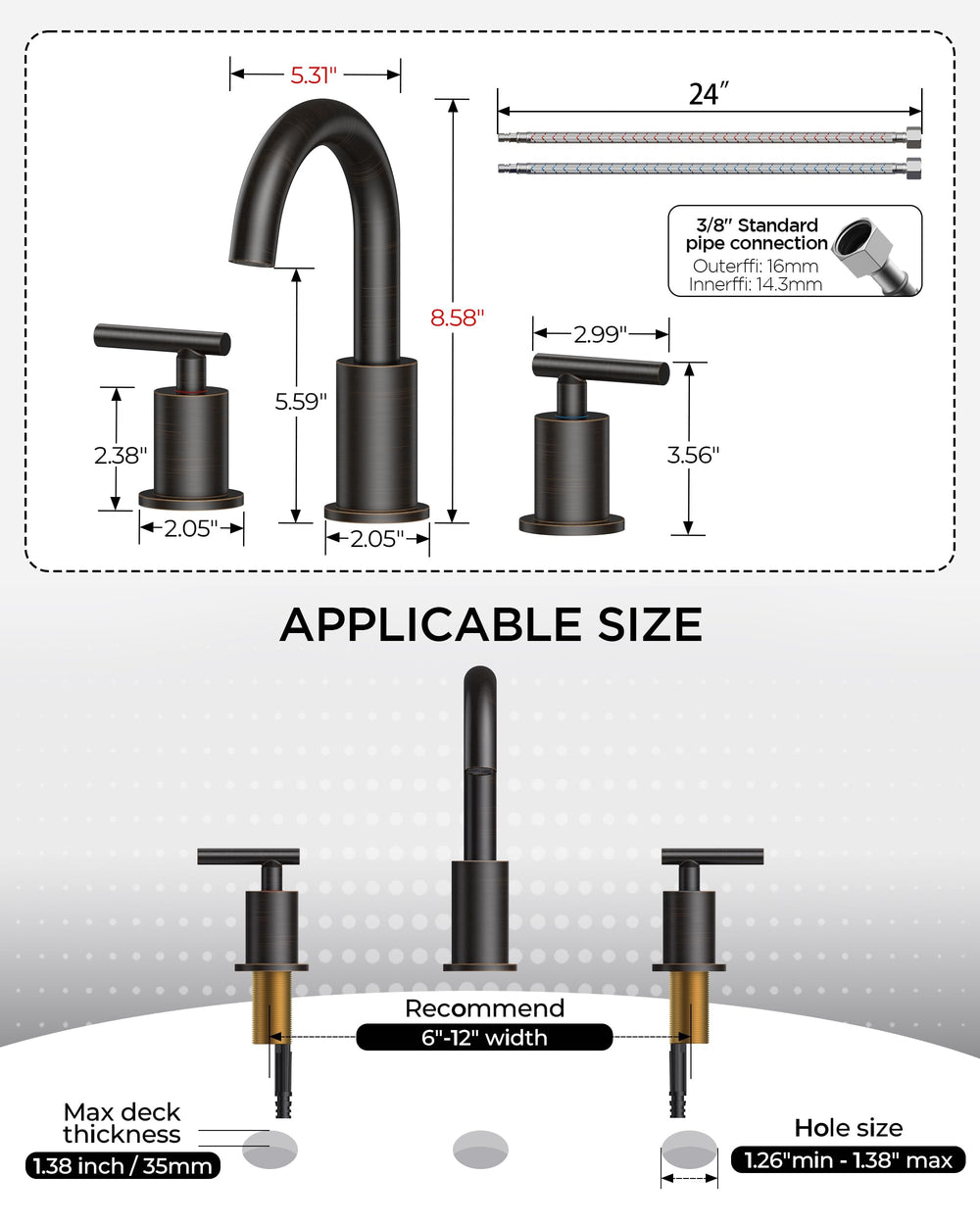 FORIOUS faucet next to ruler for scale comparison showing spout height and reach dimensions