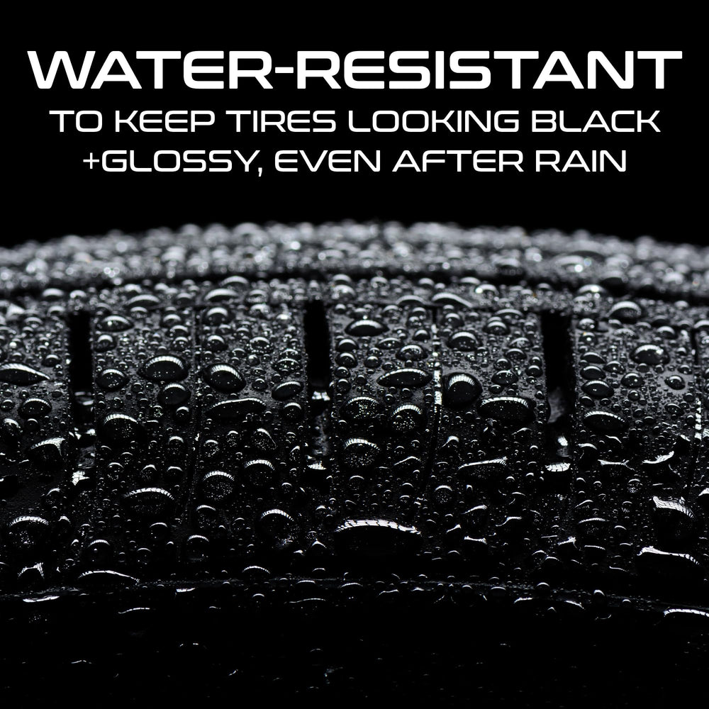Formula 1 before and after tire sidewall showing restored black gloss