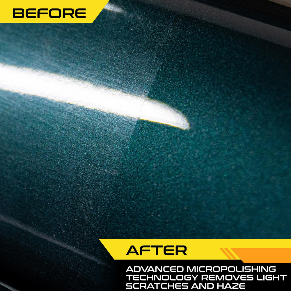 Formula 1 paste being applied to car door for quick gloss restoration