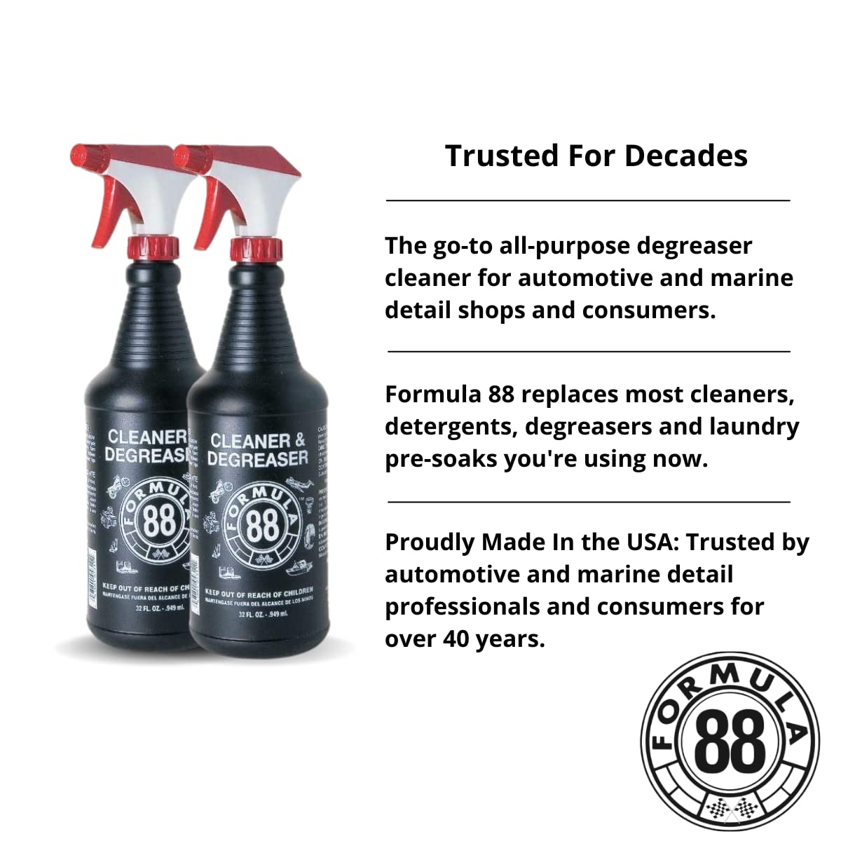 Formula 88 being sprayed on a car exterior to remove road grime and restore finish