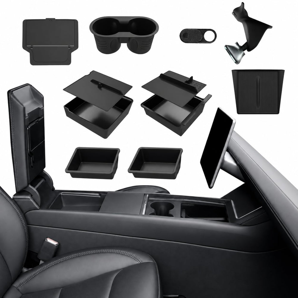 Foronetry center console front view showing organized compartments and quick access
