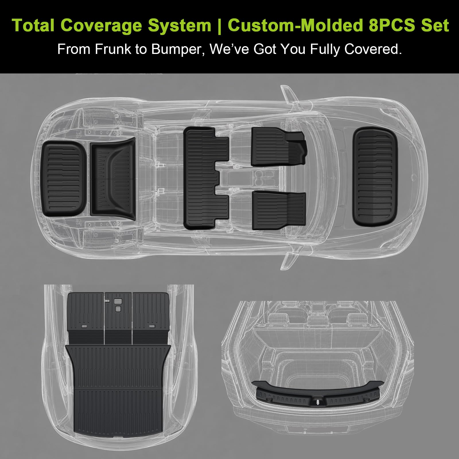 Foronetry rear floor mats installed in back seat area offering full spill containment