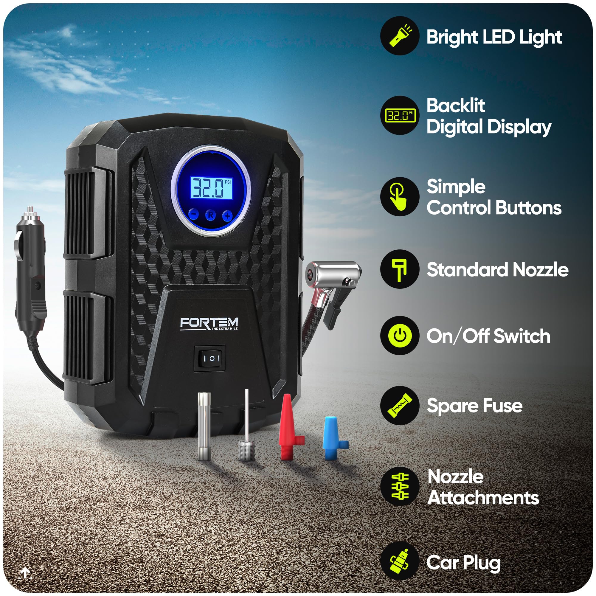 FORTEM power cord stored inside unit for neat compact storage benefit
