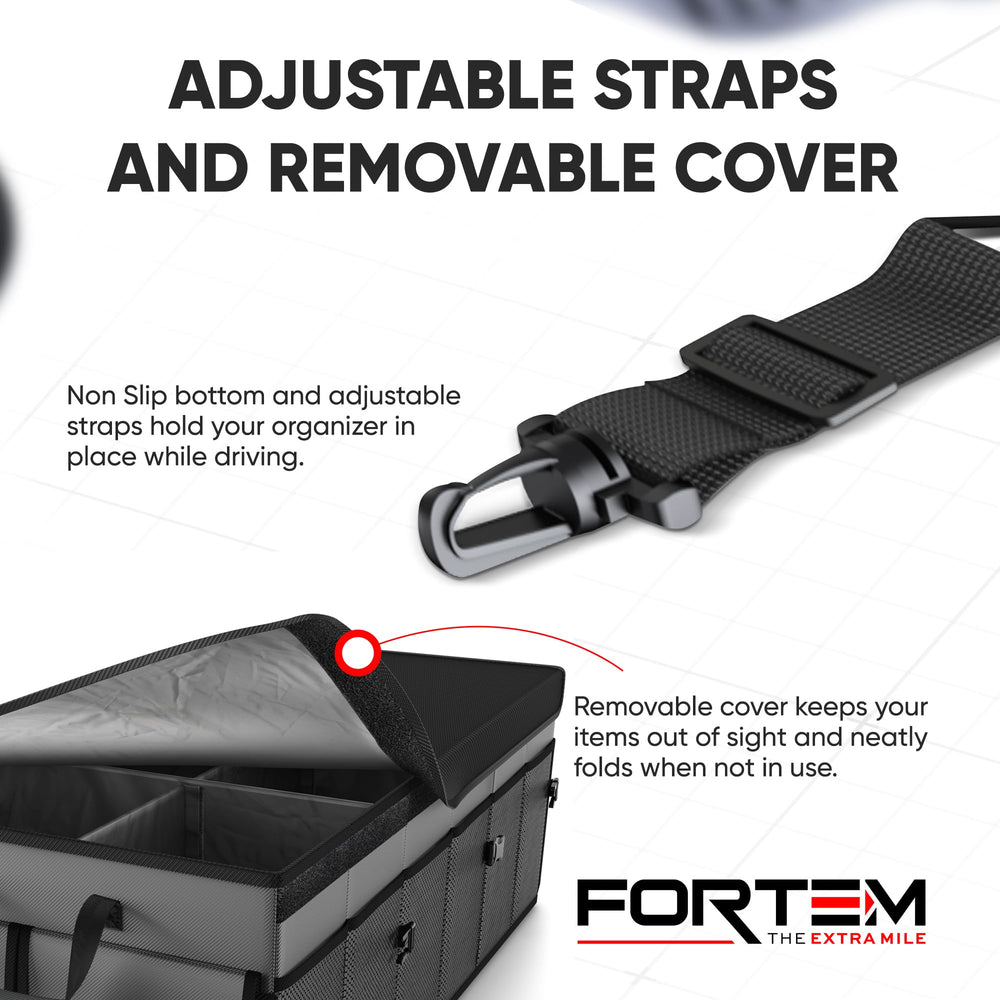 FORTEM collapsed organizer folded flat for compact storage and easy transport convenience