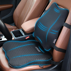 FORTEM front view of seat cushion and lumbar pillow showing ergonomic contours and fit