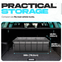FORTEM organizer in trunk with groceries showing tidy cargo management benefit