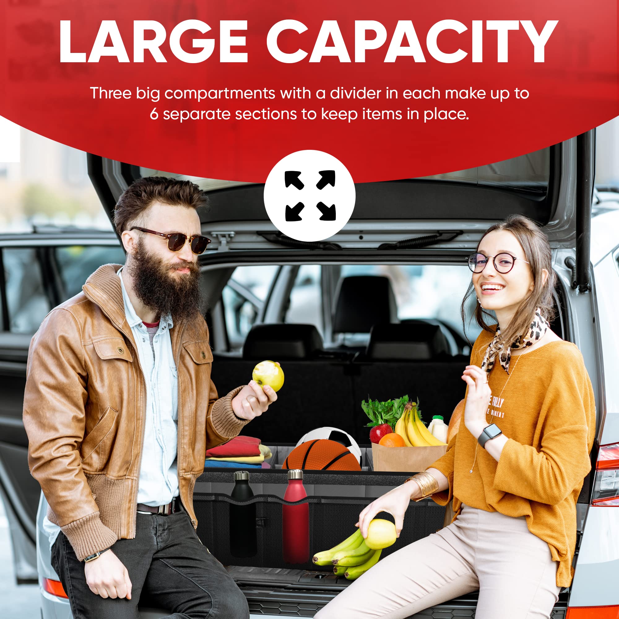 FORTEM installed in an SUV trunk holding groceries and gear to maximize trunk space