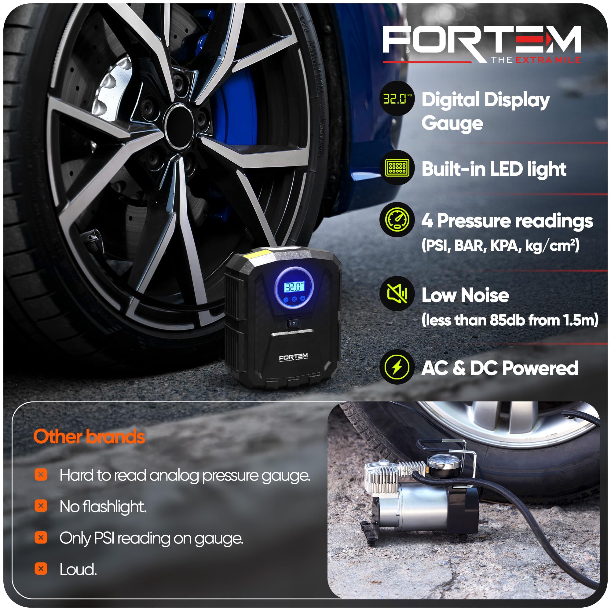FORTEM inflating a bike tire using adapter for cycling readiness