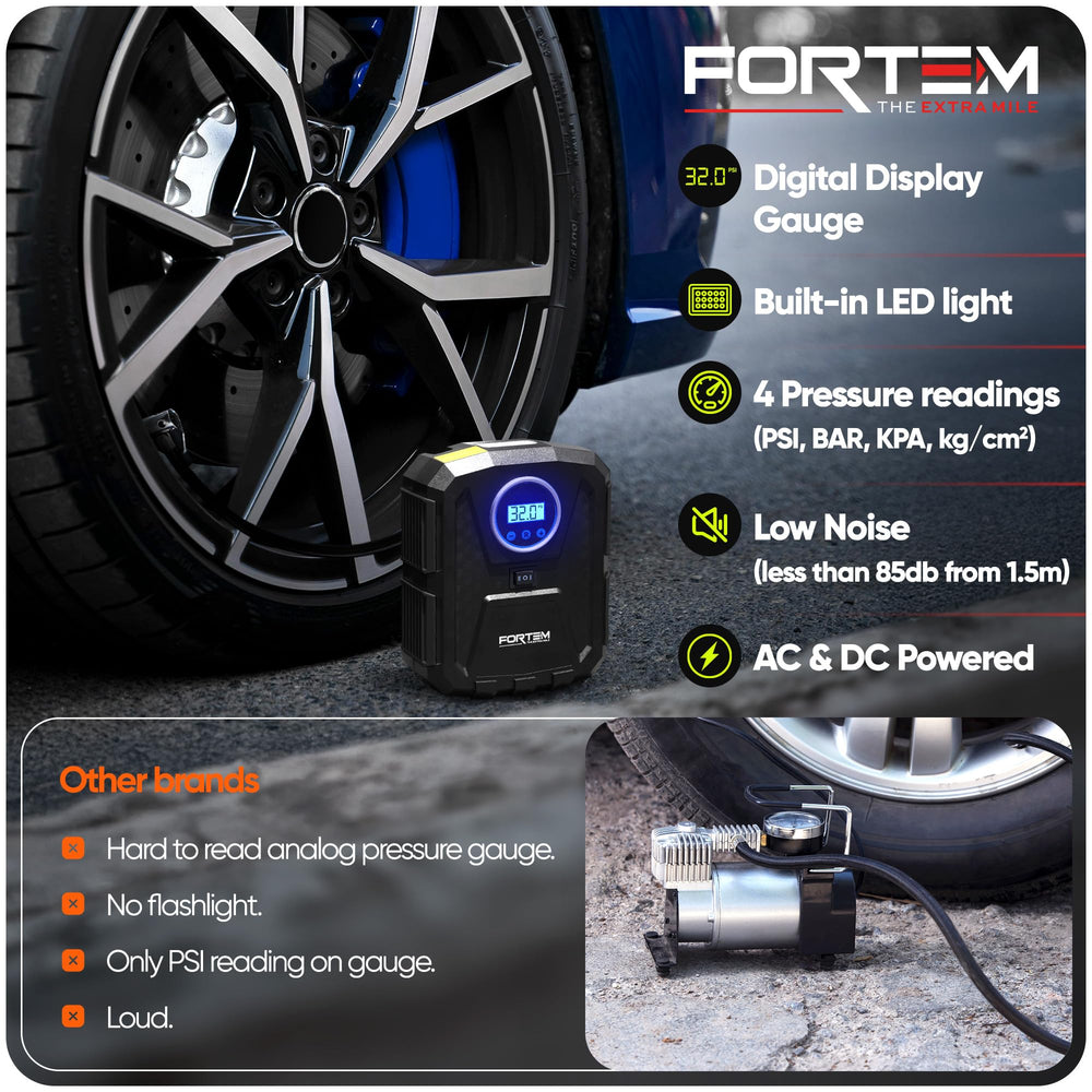 FORTEM inflating a bike tire using adapter for cycling readiness