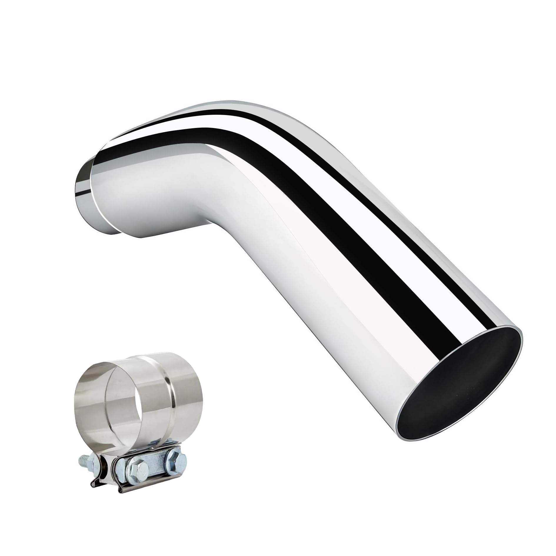FortisArc chrome elbow front view showing polished finish and fit benefits